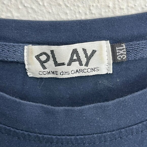 PLAY COMME des GARCONS Womens Short Sleeve T-Shirt 3XL Blue Red Heart Patch - Picture 3 of 6